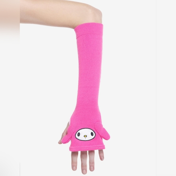 Sanrio My Melody Pink 3D Fingerless Arm Warmer Mittens Gloves - Picture 3 of 8